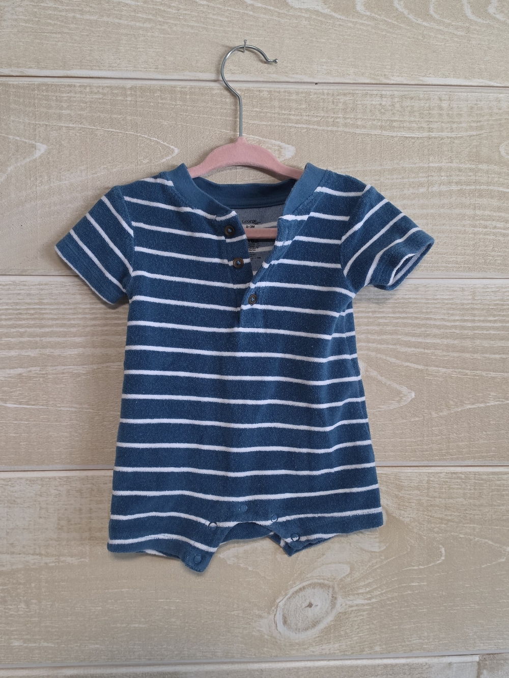 George Blue & White Striped Baby Romper